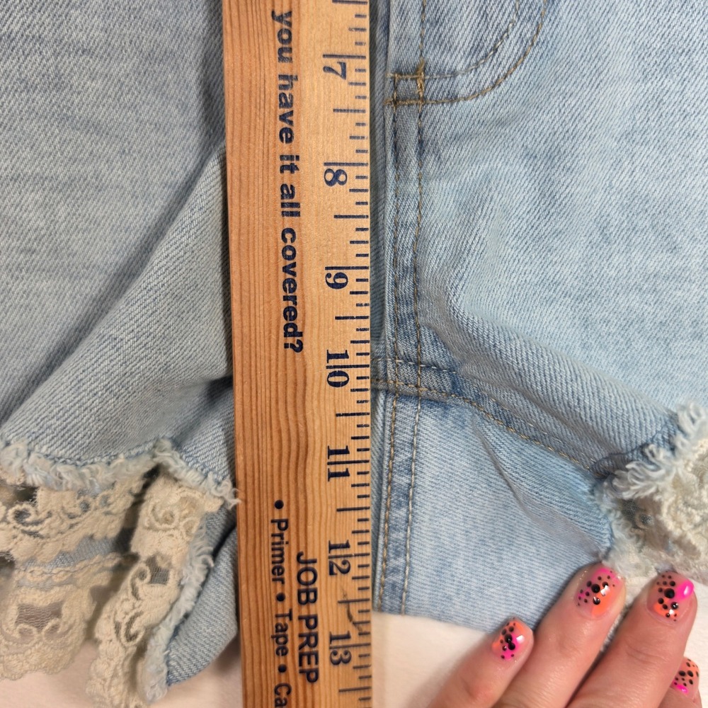 NoBo Denim Shorts Womens 16 Light Blue Boho Crochet Coquette Festival Coastal - Picture 7 of 16